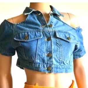 90s denim crop top Cold shoulders S